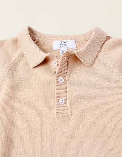 Knitted Romper for Newborns, Beige