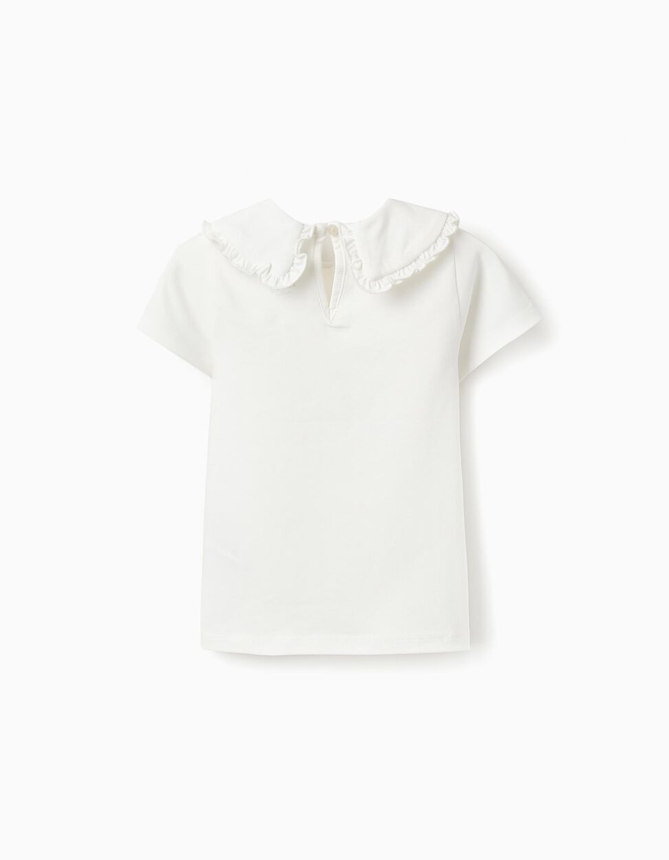 T-shirt with Peter Pan Collar for Baby Girls, White