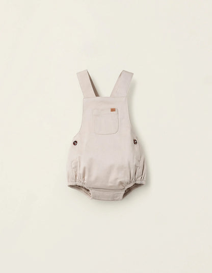 Twill Jumpsuit for Newborns, Beige