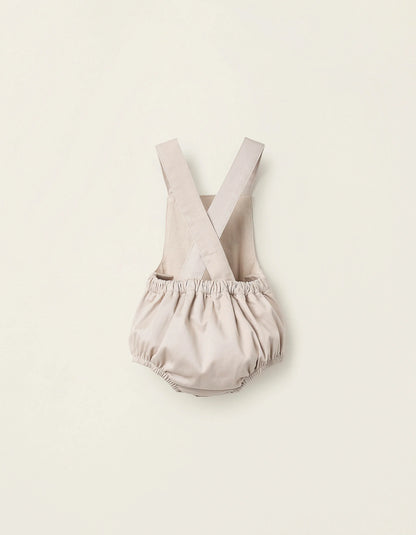 Twill Jumpsuit for Newborns, Beige