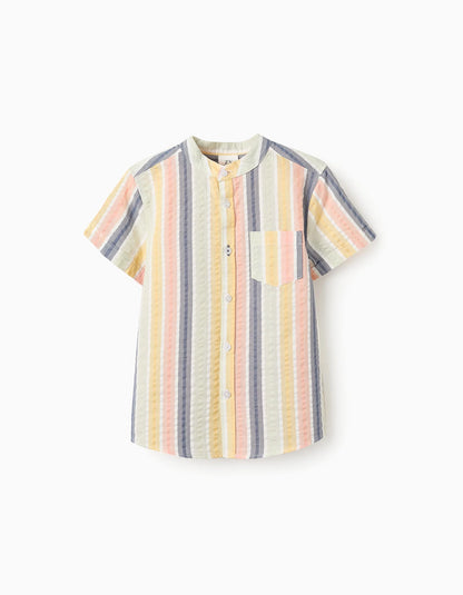 Striped Cotton Shirt for Boys 'B&S', Multicolour