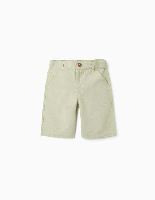 Cotton and Linen Shorts for Boys 'B&S', Green