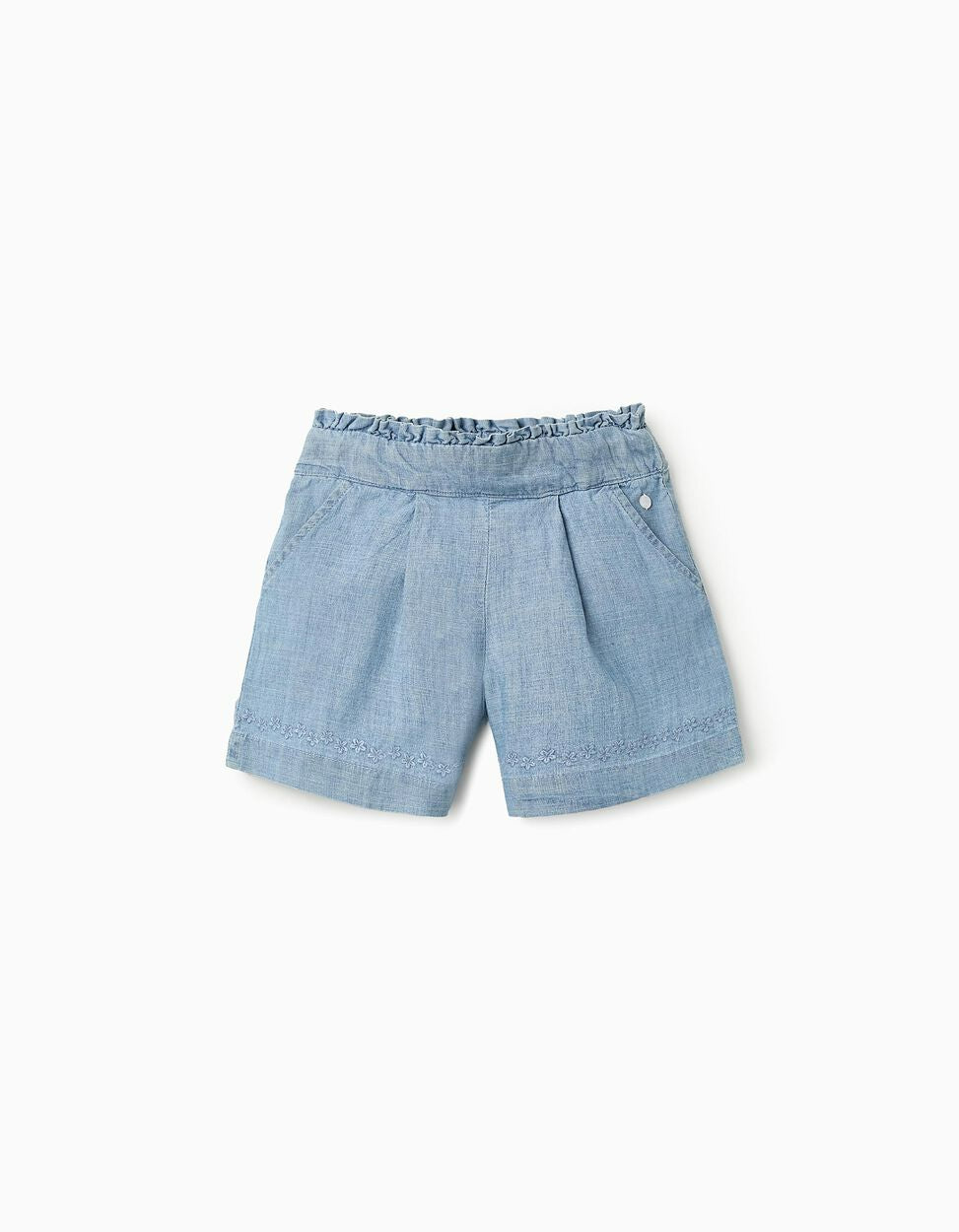 Denim Shorts with Embroidery for Girls, Blue