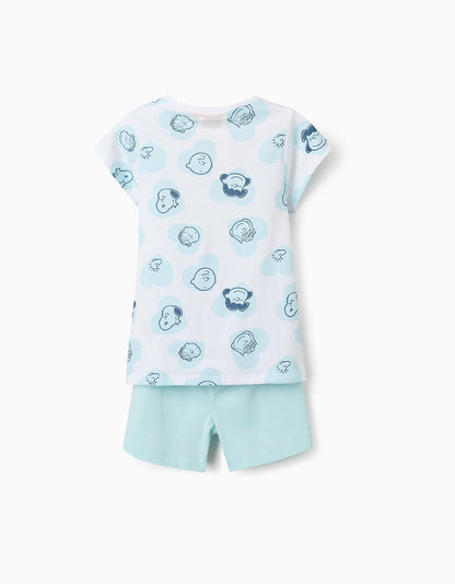 Cotton Pyjama for Girls 'Snoopy', White/Blue