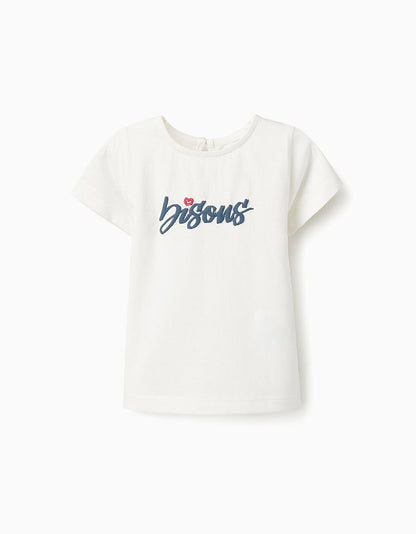 Cotton T-shirt for Baby Girls 'Paris', White