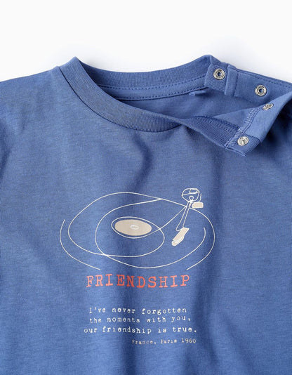 Cotton T-shirt for Baby Boys 'Friendship', Blue