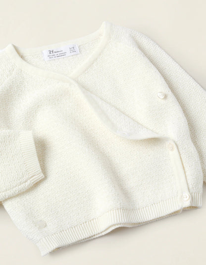 Openwork Knitwear Set for Newborns, White