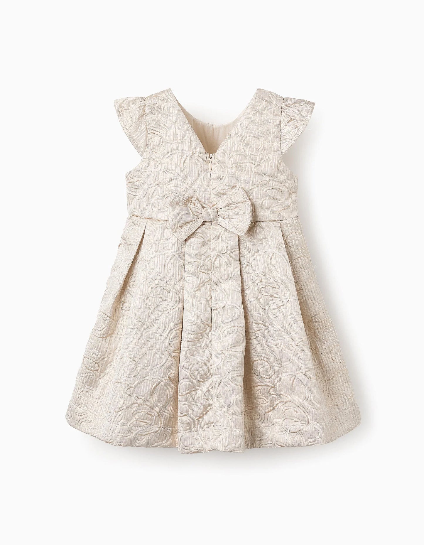 Textured Dress for Baby Girls, White/Gold