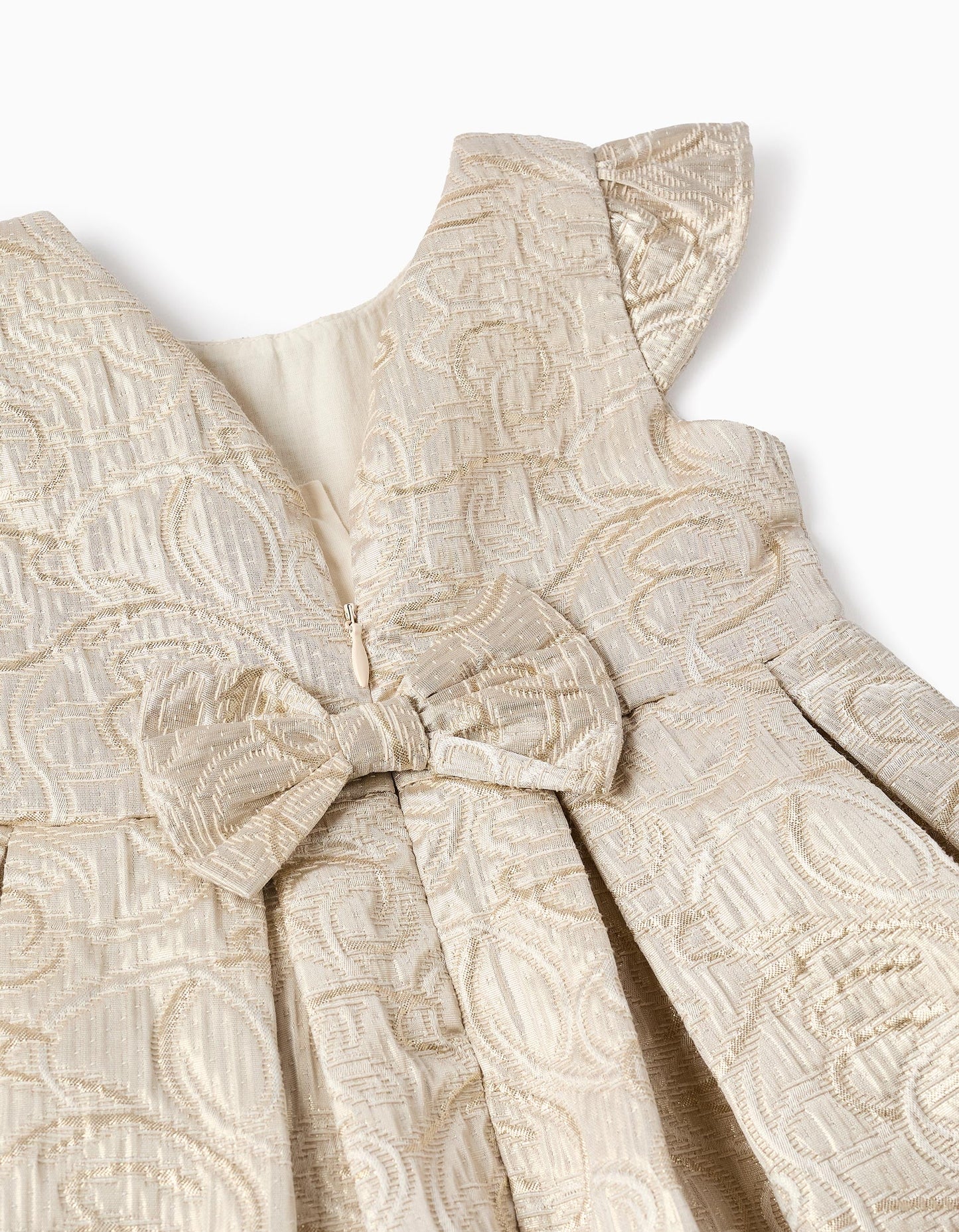 Textured Dress for Baby Girls, White/Gold