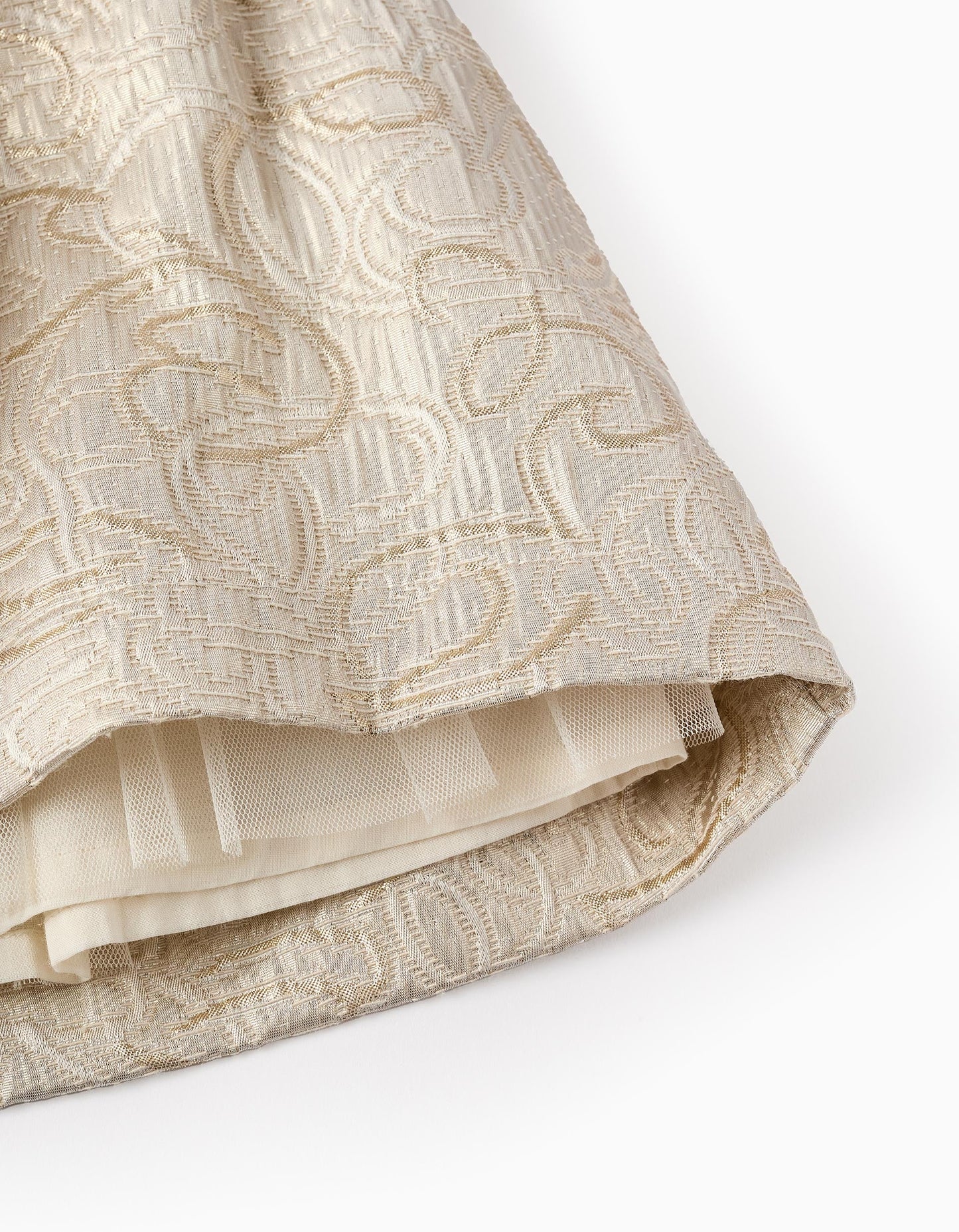 Textured Dress for Baby Girls, White/Gold