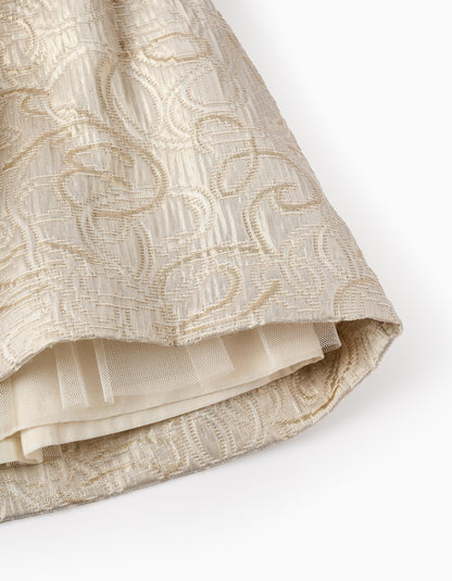 Textured Dress for Baby Girls, White/Gold