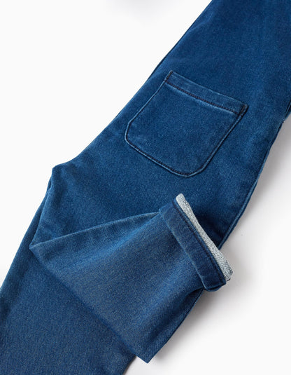 Denim Dungarees with Ruffles for Baby Girls, Blue