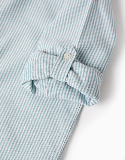 Striped Shirt + Twill Shorts for Boys, Blue/Beige
