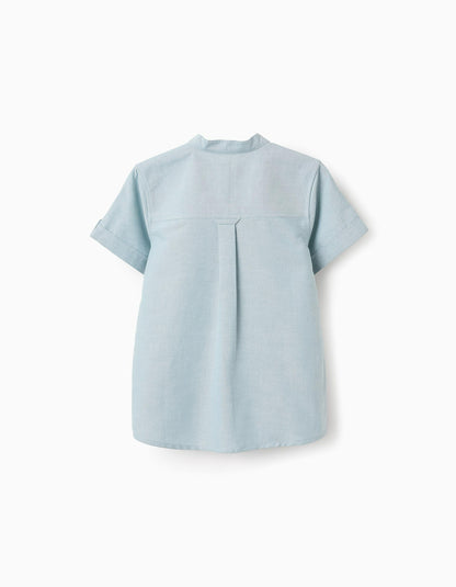 Short Sleeve Oxford Shirt for Boys, Blue