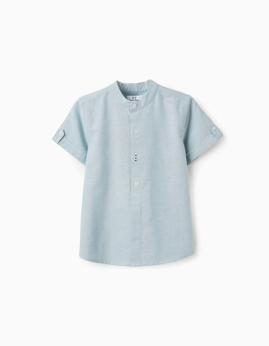 Short Sleeve Oxford Shirt for Boys, Blue