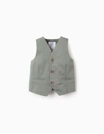 Twill Waistcoat for Baby Boys, Green