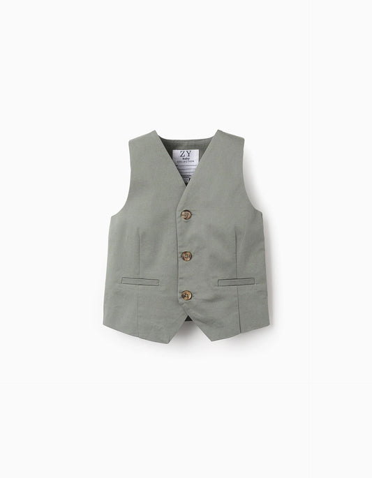 Twill Waistcoat for Baby Boys, Green