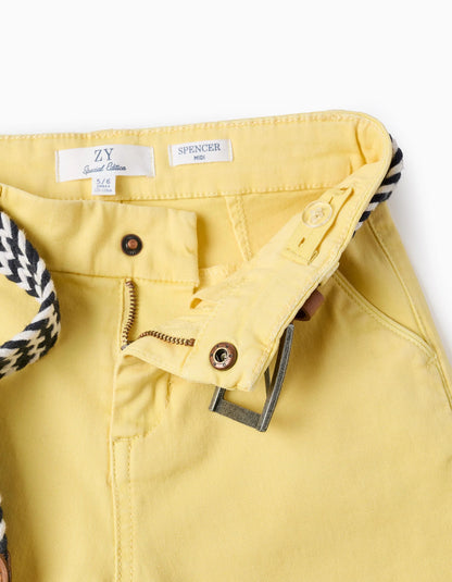 Chino Shorts with Belt for Boys 'Midi', Yellow