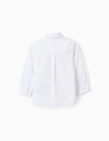 Cotton Textured Shirt for Baby Boys, White