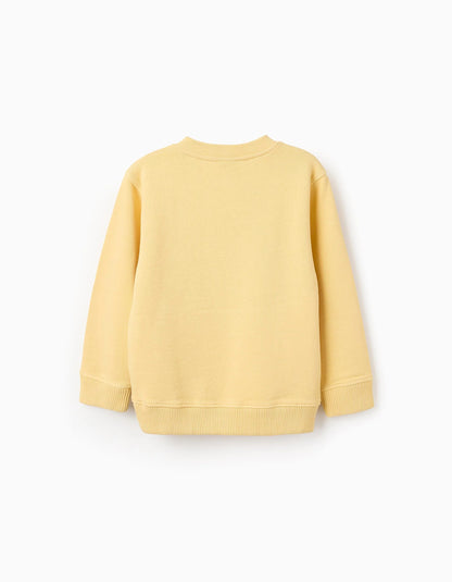 Cotton Sweatshirt with Kangaroo Pocket for Boys, Yellow