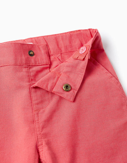 Cotton and Linen Chino Shorts for Baby Boys, Red