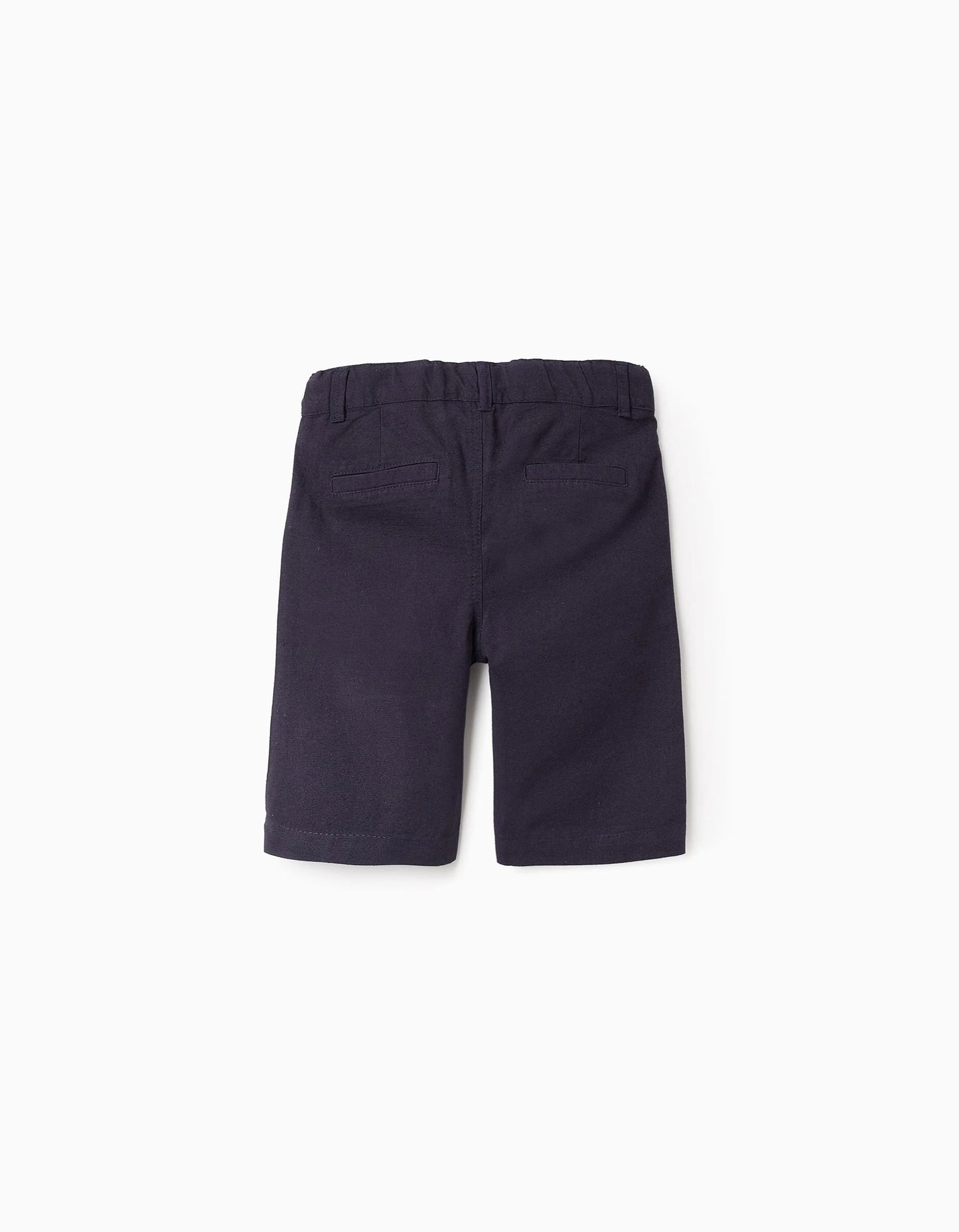 Cotton and Linen Chino Shorts for Boys 'Long', Dark Blue