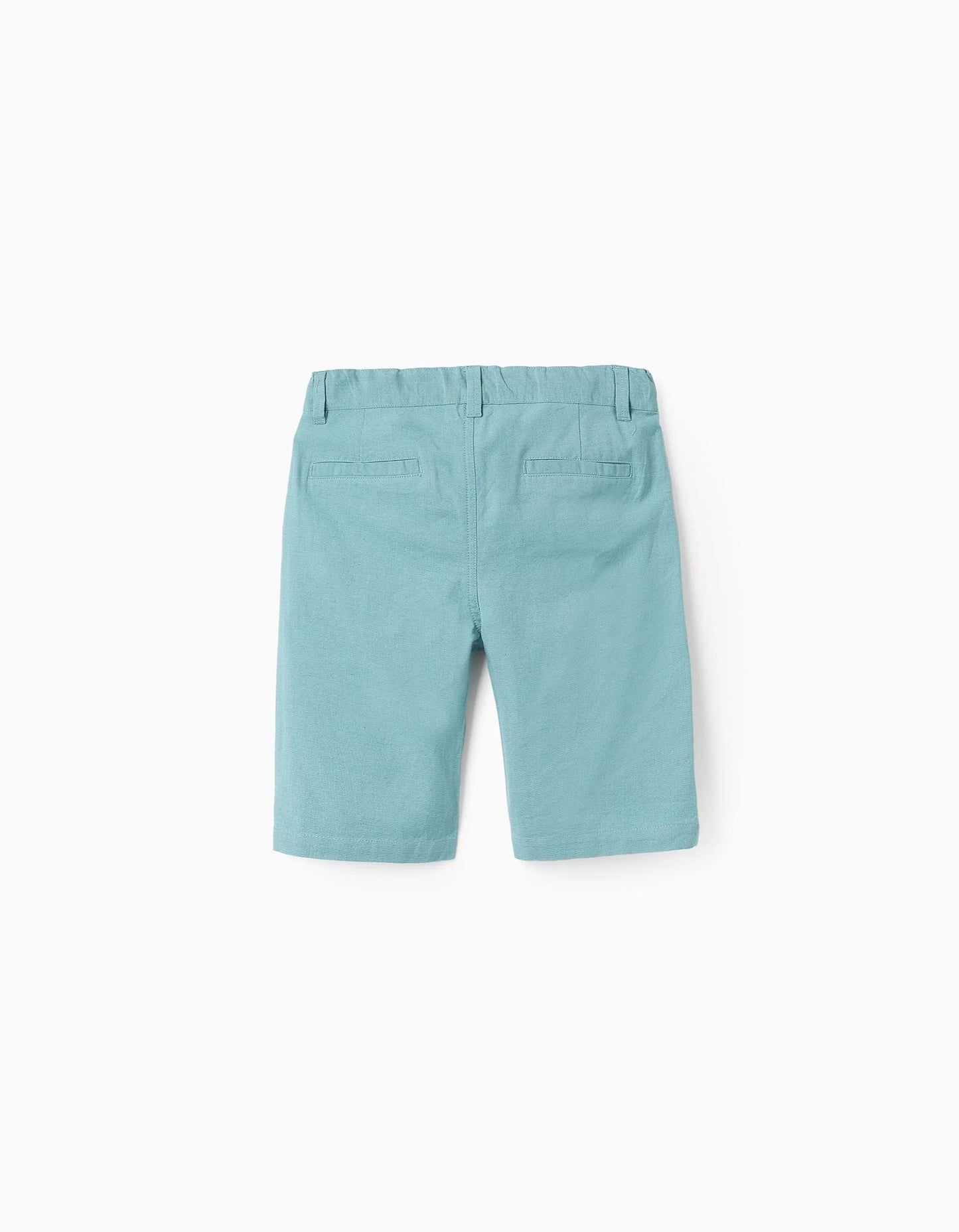 Cotton and Linen Chino Shorts for Boys 'Long', Turquoise