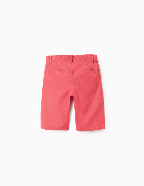 Cotton and Linen Chino Shorts for Boys 'Long', Red
