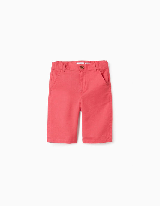 Cotton and Linen Chino Shorts for Boys 'Long', Red