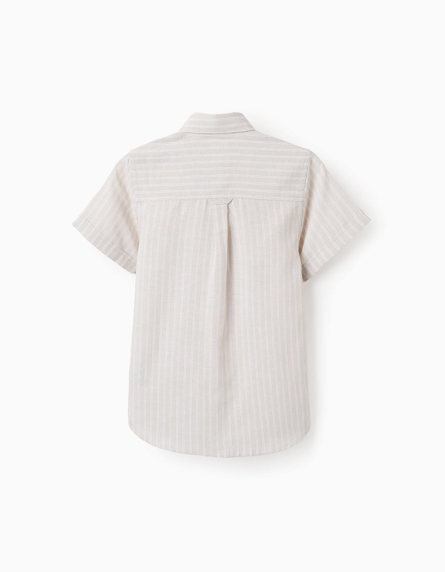 Short-sleeved Striped Shirt for Boys, Beige/White