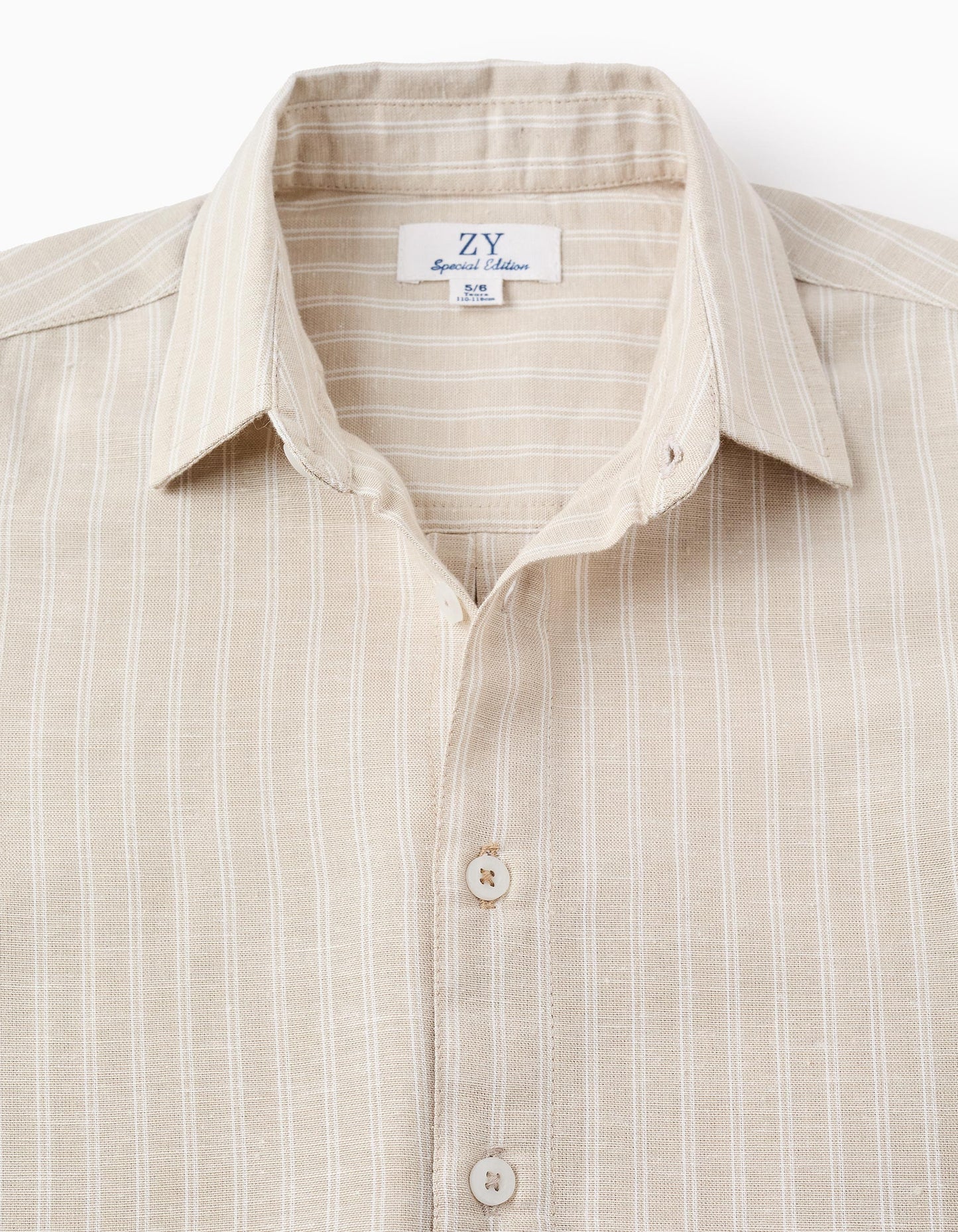 Short-sleeved Striped Shirt for Boys, Beige/White
