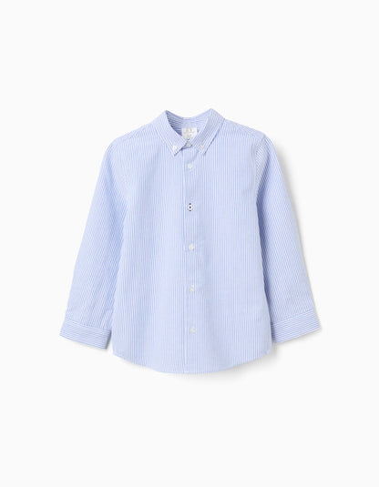 Striped Oxford Shirt for Boys, White/Blue