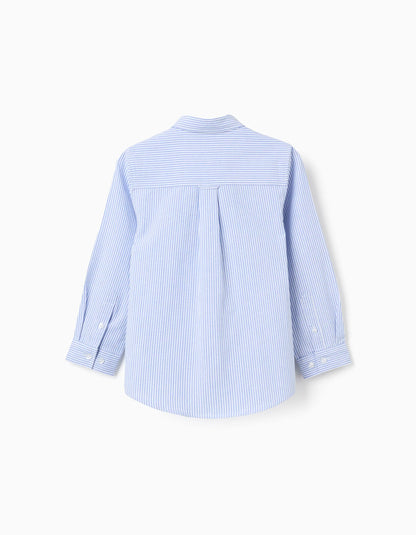 Striped Oxford Shirt for Boys, White/Blue