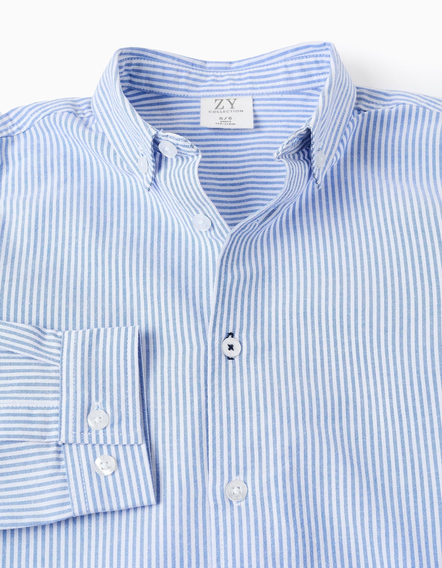 Striped Oxford Shirt for Boys, White/Blue