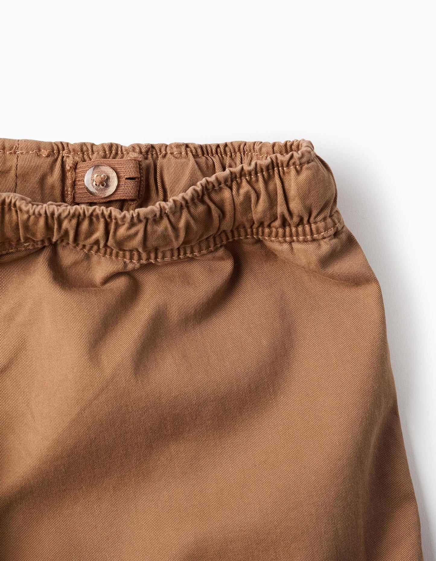 Twill Cargo Shorts for Boys with Pockets, Camel
