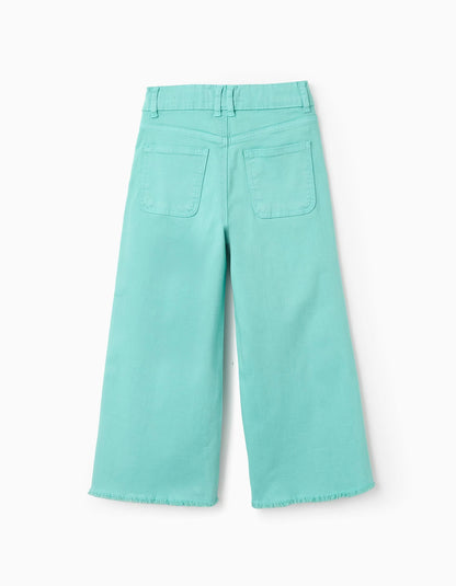 Twill Trousers for Girls 'Wide Leg', Green