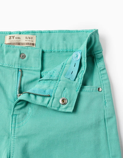 Twill Trousers for Girls 'Wide Leg', Green