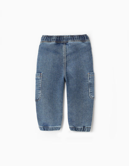 Cargo Denim Trousers for Baby Boys, Blue