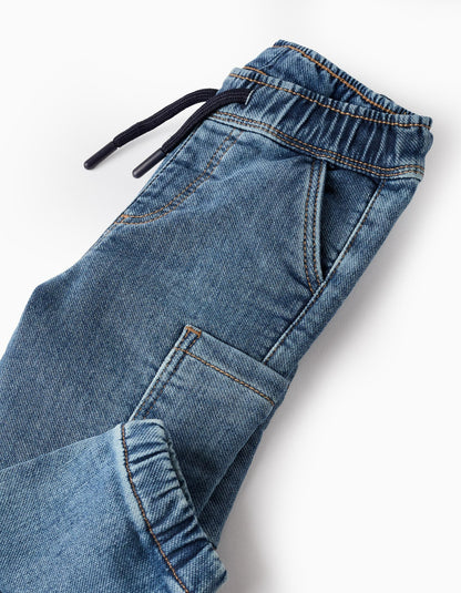 Cargo Denim Trousers for Baby Boys, Blue