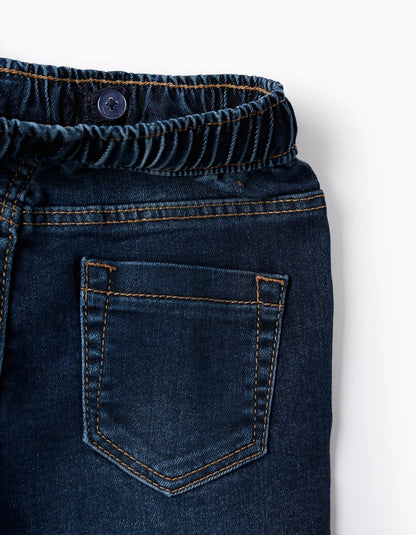 Denim Trousers with Drawstring 'Comfort Denim' for Baby Boys, Dark Blue