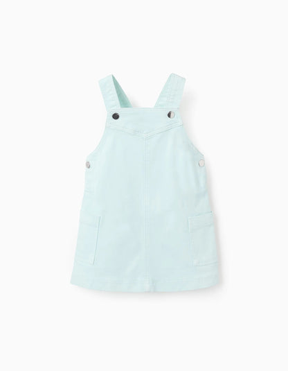 Pinafore Dress in Twill for Baby Girls, Light Blue