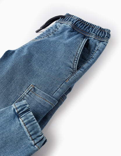 Denim Cargo Jeans for Boys, Blue