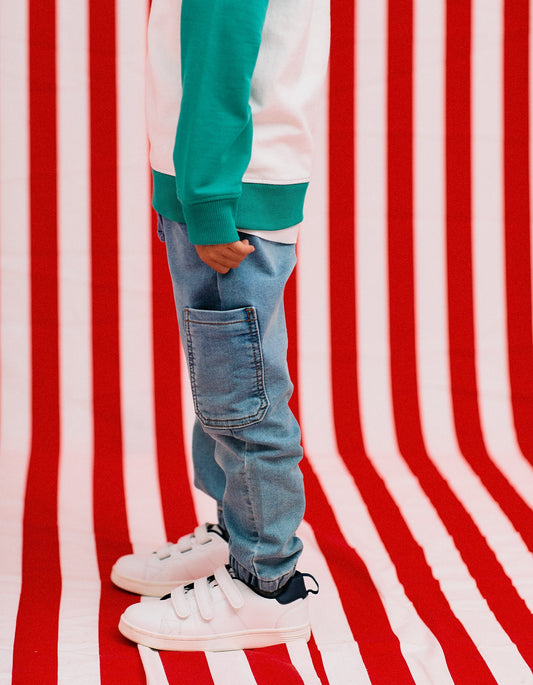 Denim Cargo Jeans for Boys, Blue