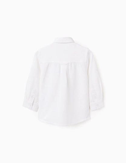 Shirt in Viscose, Cotton and Linen for Baby Boys, White