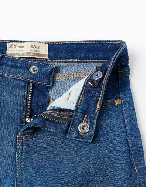 Flexible Skinny Jeans for Girls, Blue