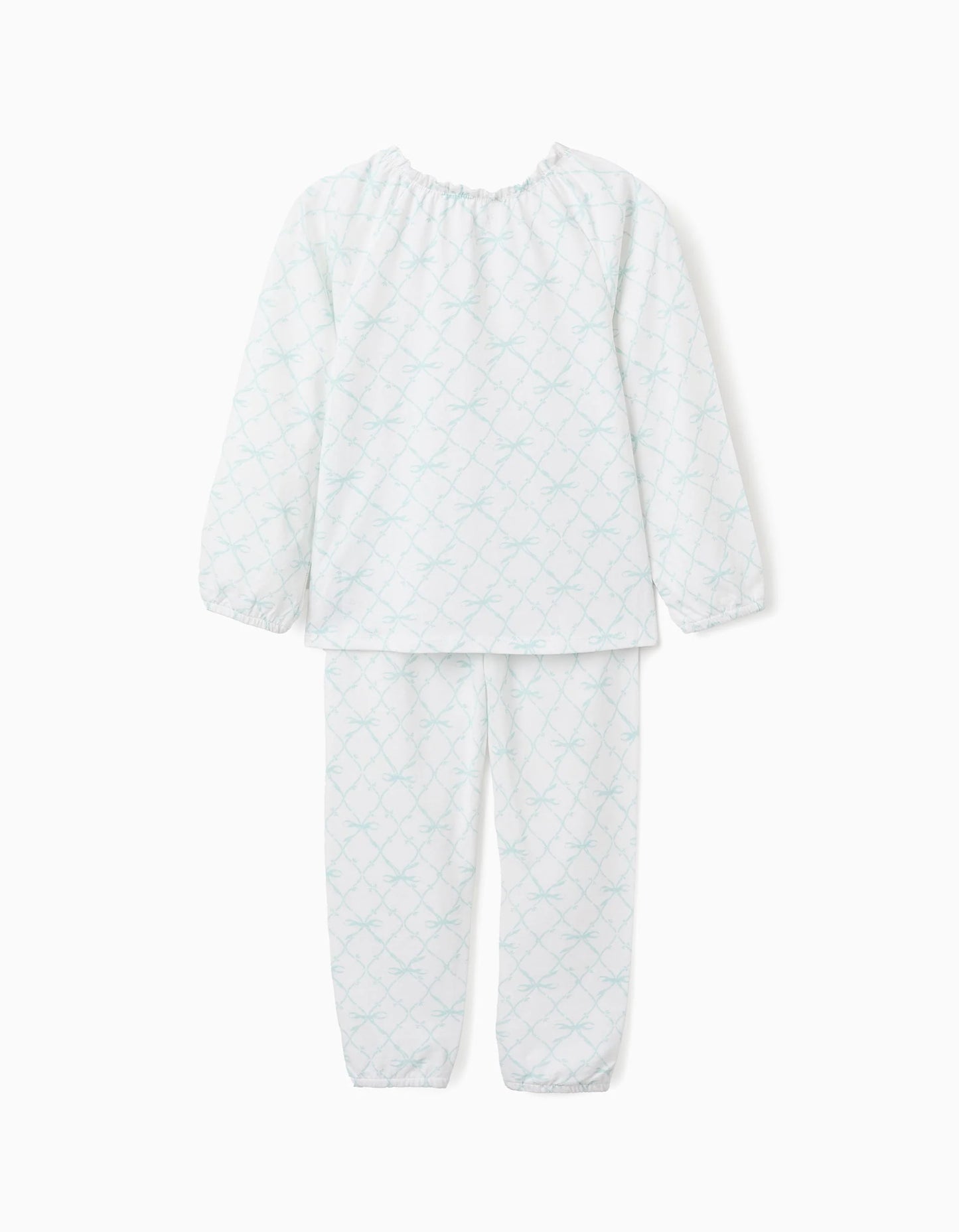 Cotton Pyjama for Girls 'Bows', White/Mint Green