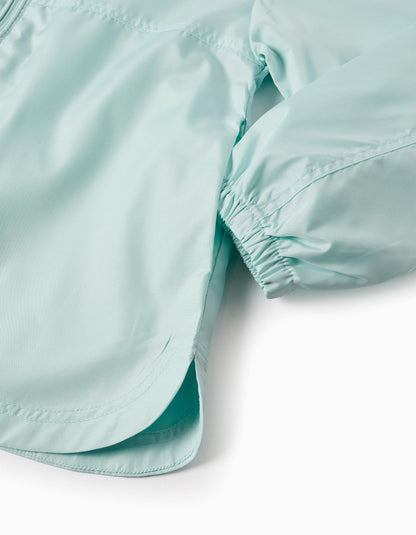 Hooded Windbreaker for Girls, Aqua Green
