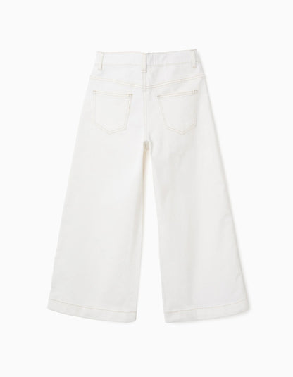 Twill Trousers for Girls 'Wide Leg', Beige