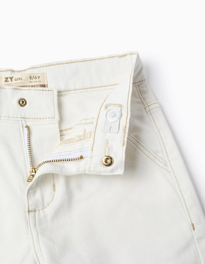 Twill Trousers for Girls 'Wide Leg', Beige