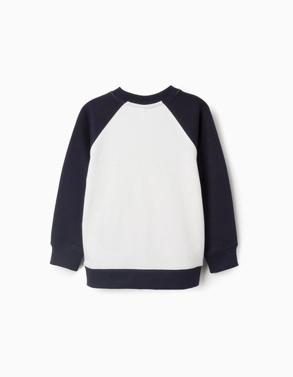Raglan Sleeve Sweatshirt for Boys 'Navy', White/Dark Blue